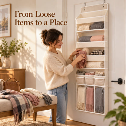 Over-Door Hanging Organizer with Clear-Front Compartments