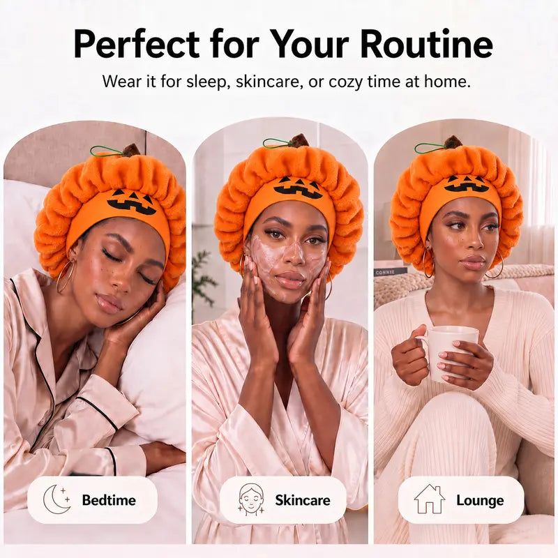 Halloween Pumpkin Satin-Lined Sleep Bonnet