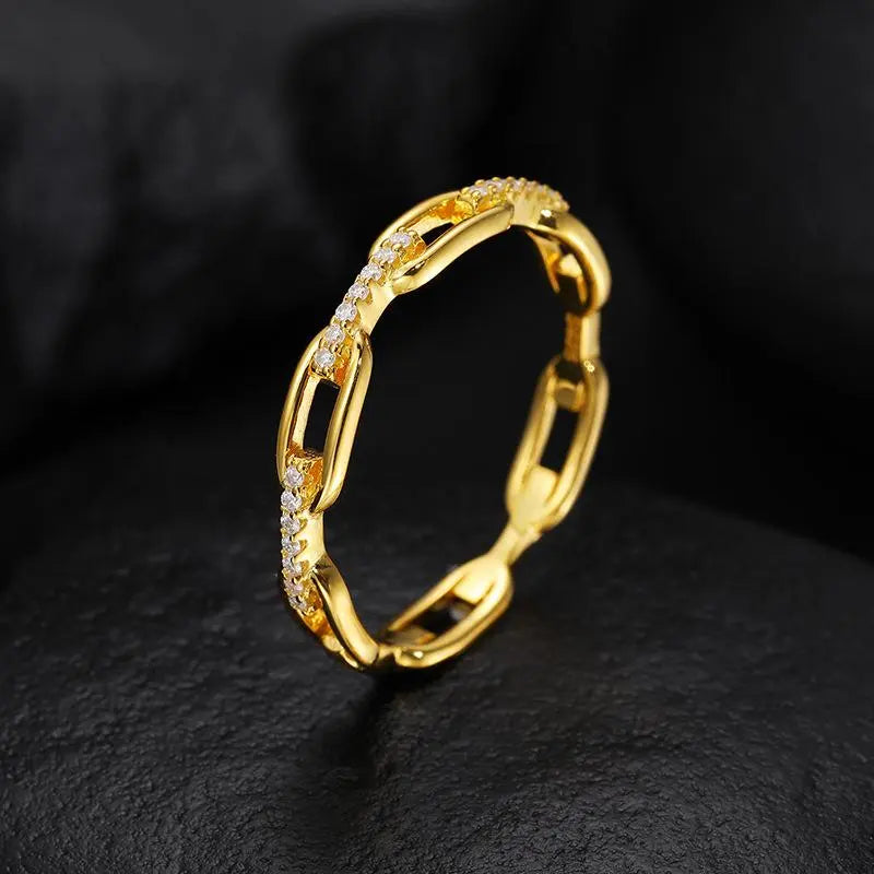 14K Gold Moissanite Chain Ring