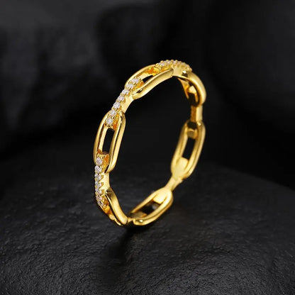 14K Gold Moissanite Chain Ring