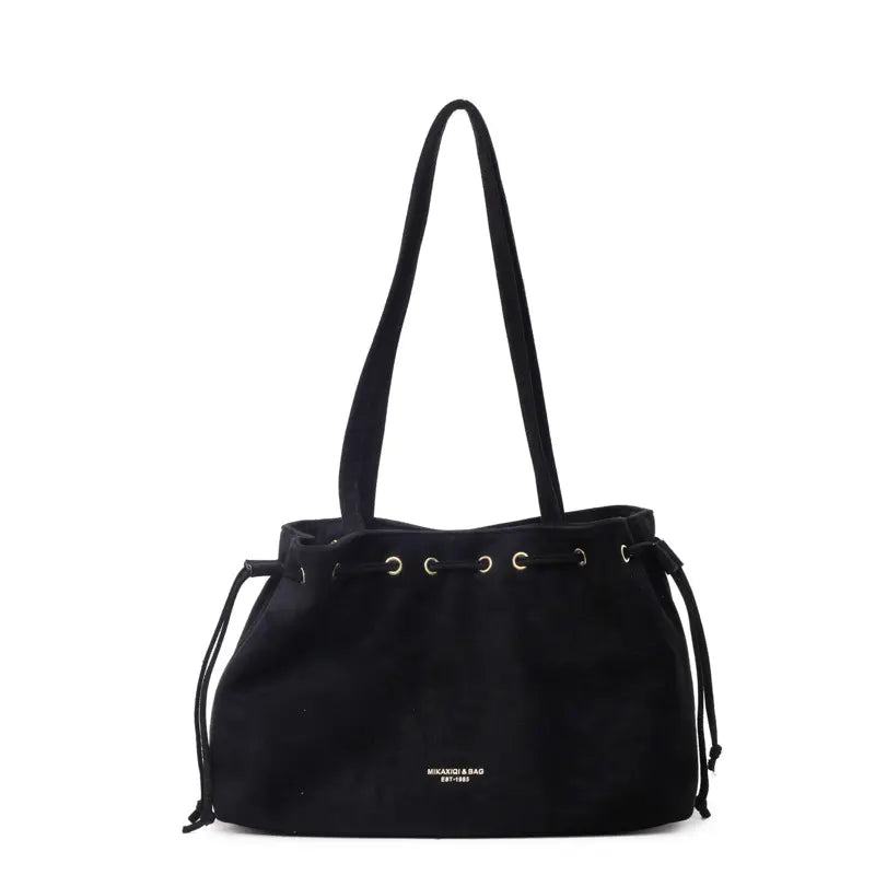 Women’s Retro Drawstring Large-Capacity Tote Bag