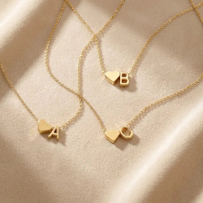 Minimalist Heart Initial Necklace