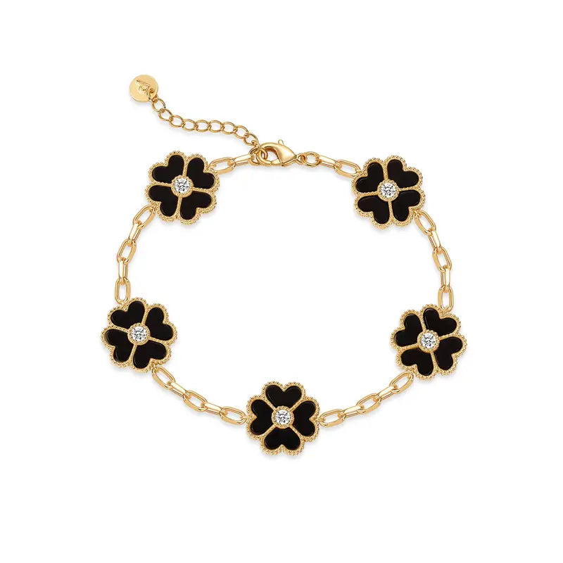 14K Gold-Plated Four-Leaf Clover Bracelet – Lucky Charm Jewelry for Women