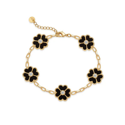 14K Gold-Plated Four-Leaf Clover Bracelet – Lucky Charm Jewelry for Women