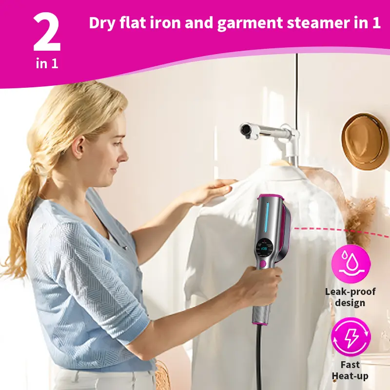 Garment Steamer for Clothes, Portable Travel Clothing Steamer Iron, 7 Mode with LED Display, 5s Fast Heating, 90° Swivel Handle