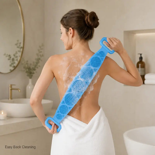 Silicone Double-Sided Bath Brush with Long Handle