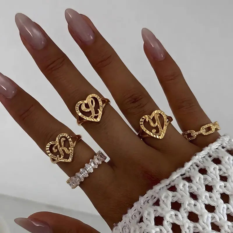 Personalized Heart Initial Ring