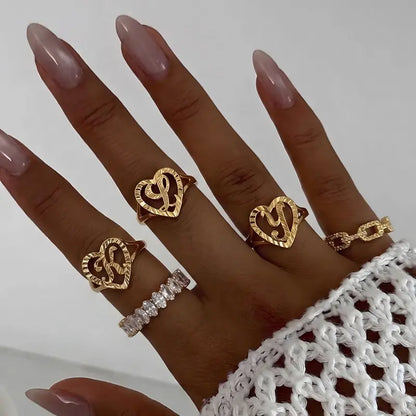 Personalized Heart Initial Ring