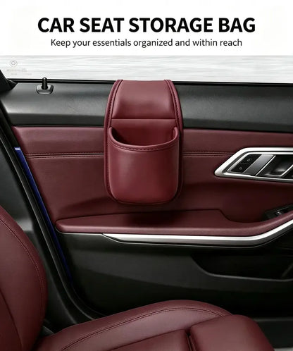 Leather Car Door Storage Pocket Double-Layer Organizer for Phones, Keys & Everyday Driving Essentials