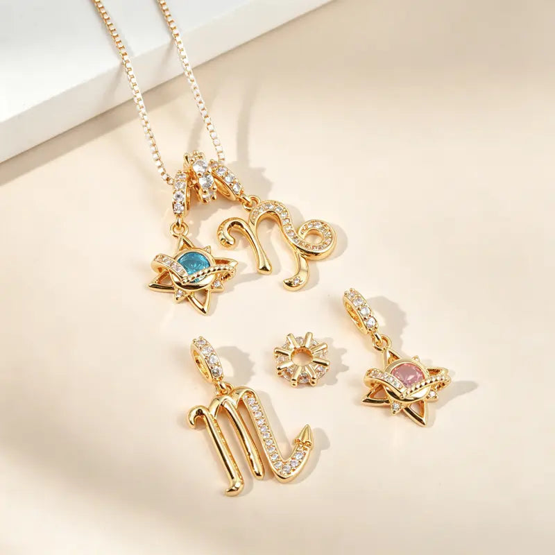 18K Gold-Plated Colorful Zodiac Star Necklace