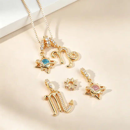 18K Gold-Plated Colorful Zodiac Star Necklace