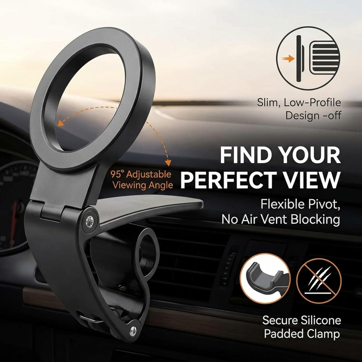 Magnetic Car Phone Holder | Dashboard & Sun Visor Foldable Mount