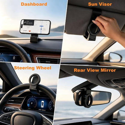Magnetic Car Phone Holder | Dashboard & Sun Visor Foldable Mount
