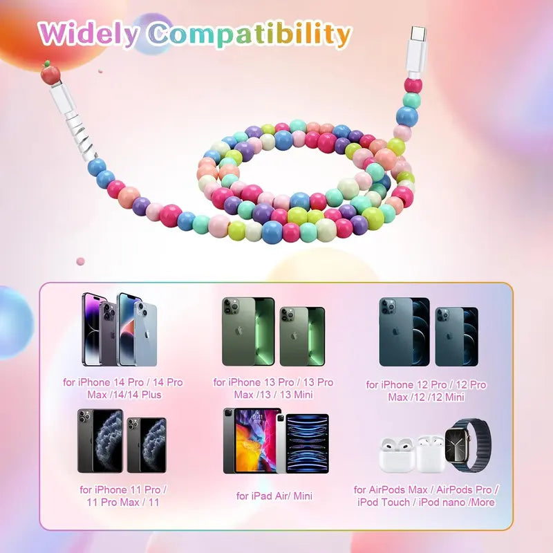 Four-in-One Stylish Pearl-Bead Shine Charging & Data Cable