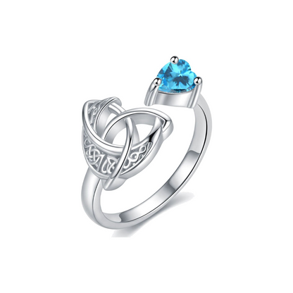 925 Sterling Silver Celtic Heart Birthstone Ring