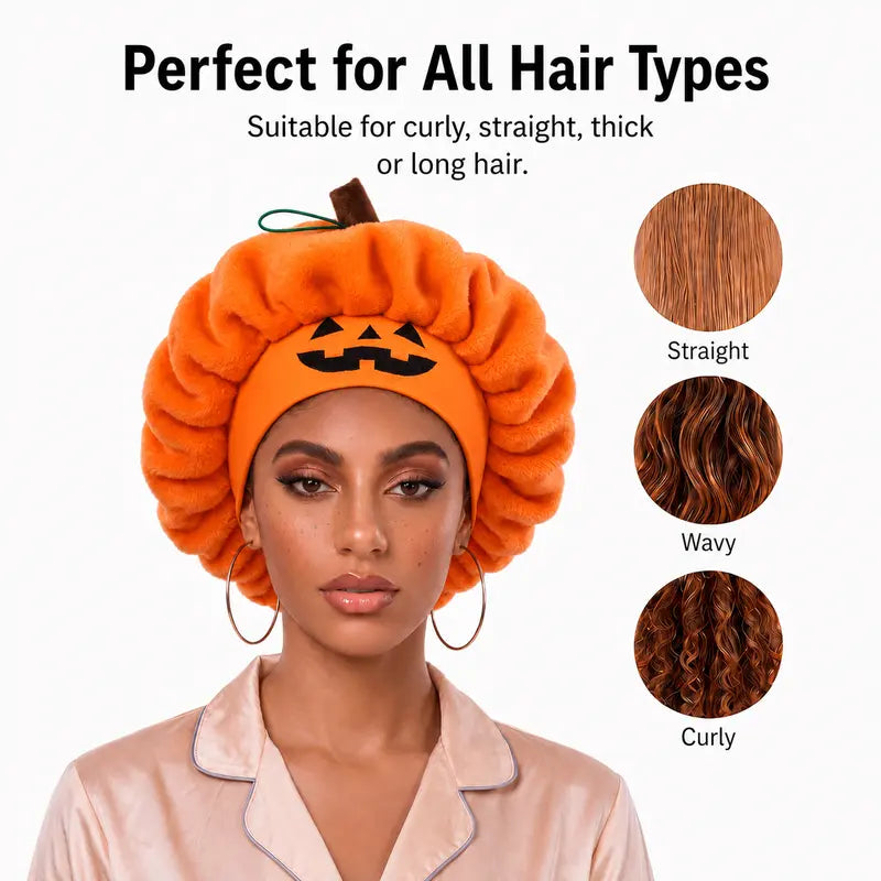 Halloween Pumpkin Satin-Lined Sleep Bonnet