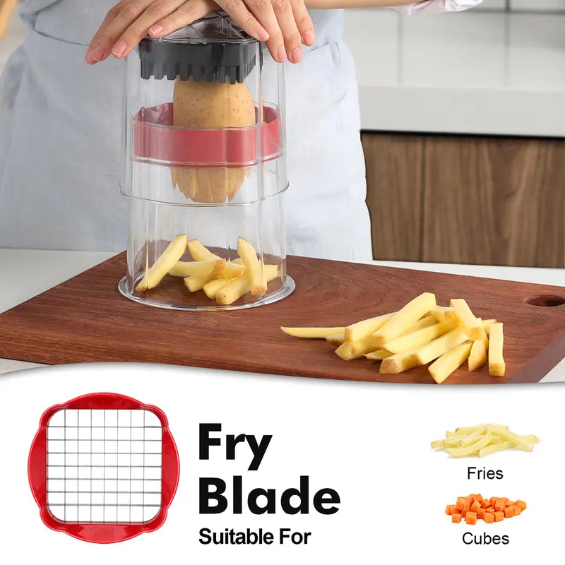 French Fry Cutter with 3 Interchangeable Blades