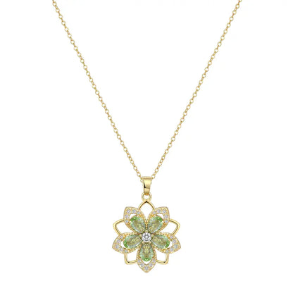 Rotating Birthstone Flower Necklace