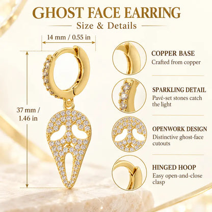 14k Gold Plated Skull Huggie Hoop Earrings, Halloween Party Fashion Costume Jewelry