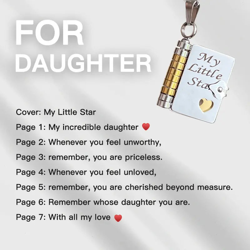 For Daughter / Son - My Little Star Book Necklace My Little Hero Book Necklace