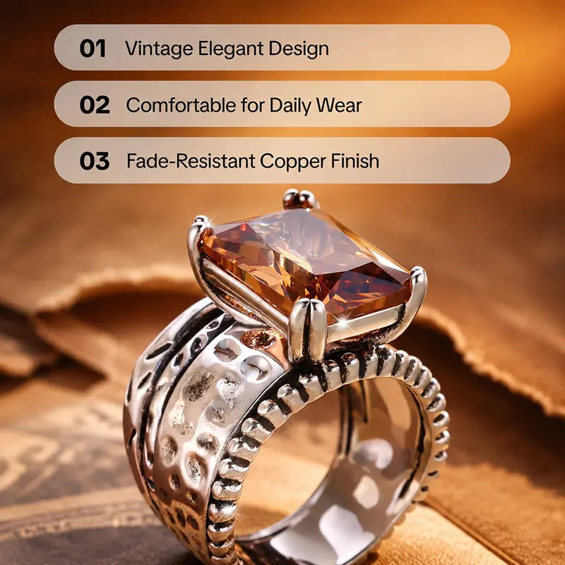💍 Women’s Vintage Geometric Copper Statement Rings💎