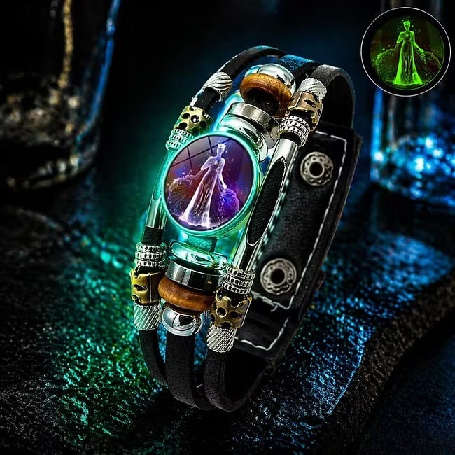 🎁 Buy 1, Get 1 FREE! Glow-in-the-Dark Leather Zodiac Sign Bracelet for Men & Women (6.9/8.1 inches) – Personalized Constellation Jewelry ✨♑️