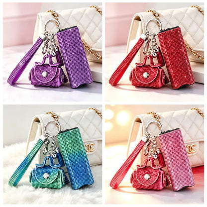 Glam Sparkly Decorative Women's Keychain Set