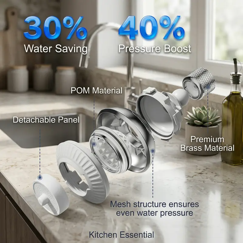 360° Rotating Kitchen Faucet Aerator, 3-Function Spray