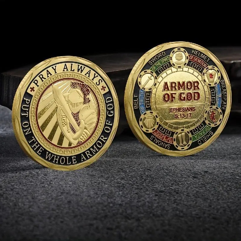 Replica “Full Armor God” Metal Challenge Collectible, Unique Desktop Decor, Ideal for Holiday Party Prizes