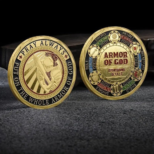 Replica “Full Armor God” Metal Challenge Collectible, Unique Desktop Decor, Ideal for Holiday Party Prizes