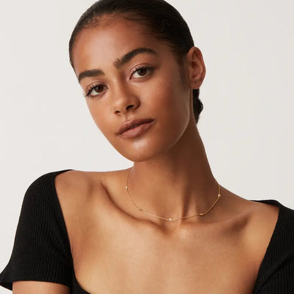 14K Gold Plated CZ Station Necklace