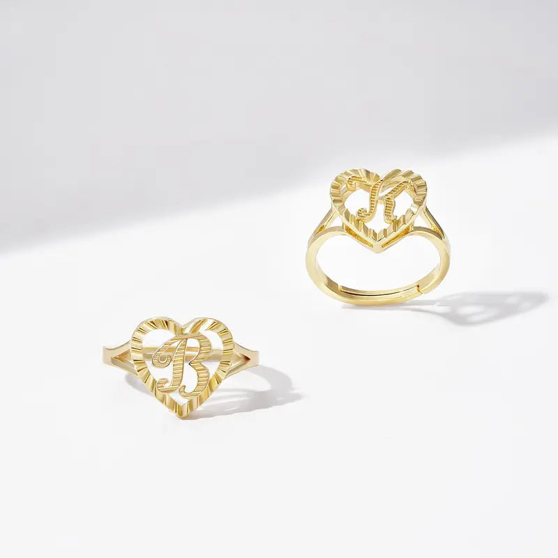 Personalized Heart Initial Ring