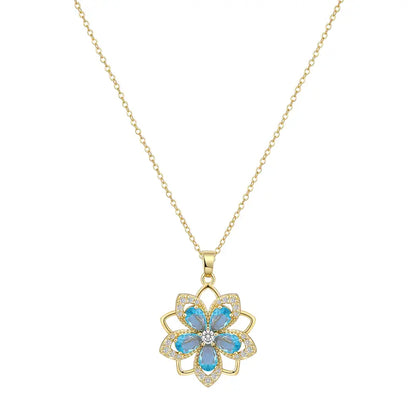 Rotating Birthstone Flower Necklace