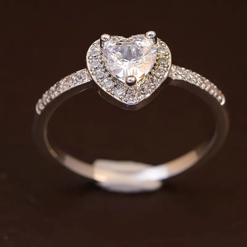 Heart Cut Moissanite Solitaire Engagement Ring