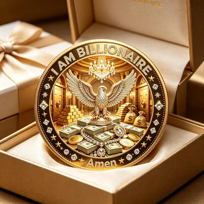 888 Infinite Wealth Coin, 'i Am Billionaire' Eagle Feng Shui Coin, Metal Material, Creative Gift, Place at Home or Office, Lucky Money Coin