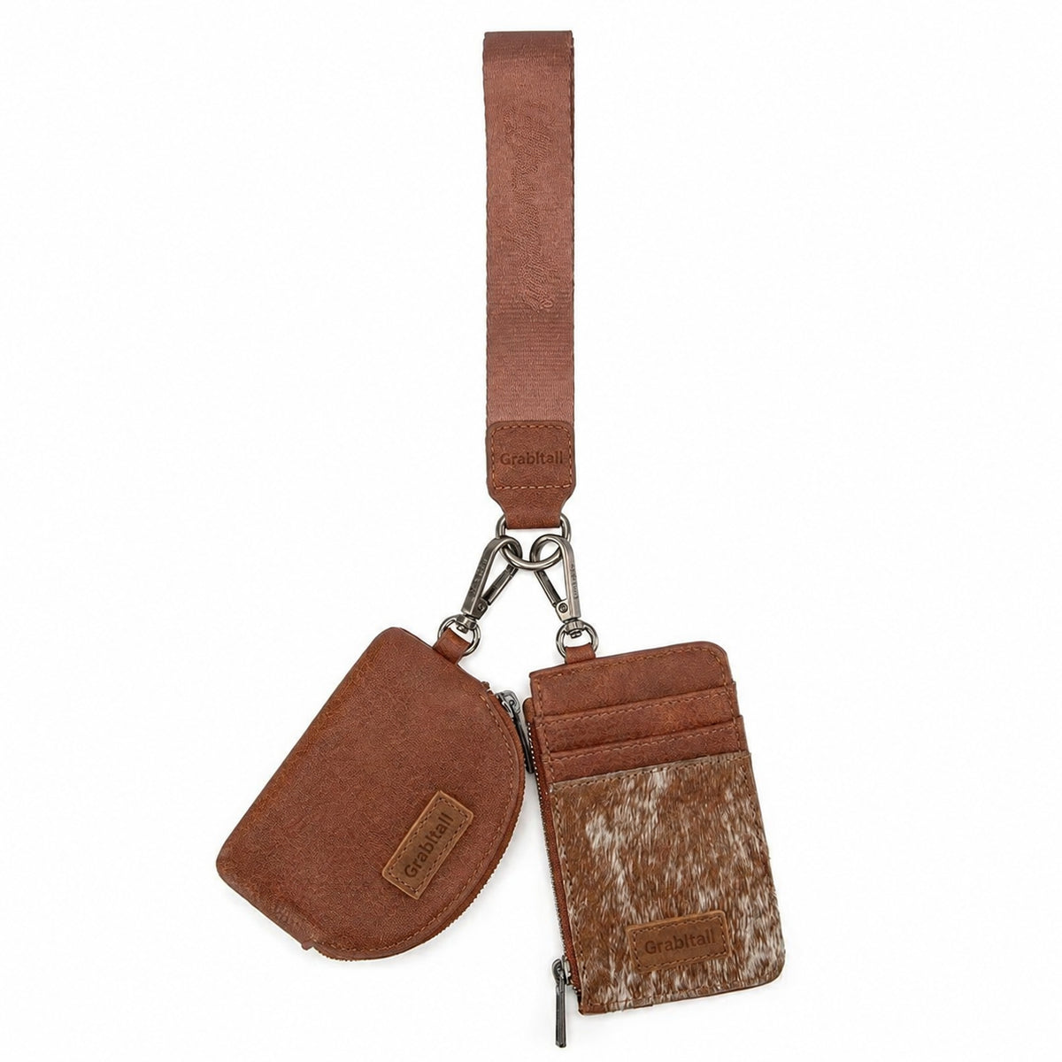 Leopard KeyChain Wristlet Wallets for Women Western Dual Pouch Card Holder Wallet With Zipper