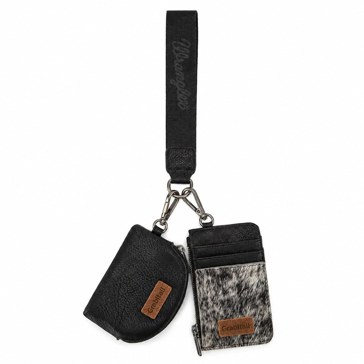 Leopard KeyChain Wristlet Wallets for Women Western Dual Pouch Card Holder Wallet With Zipper
