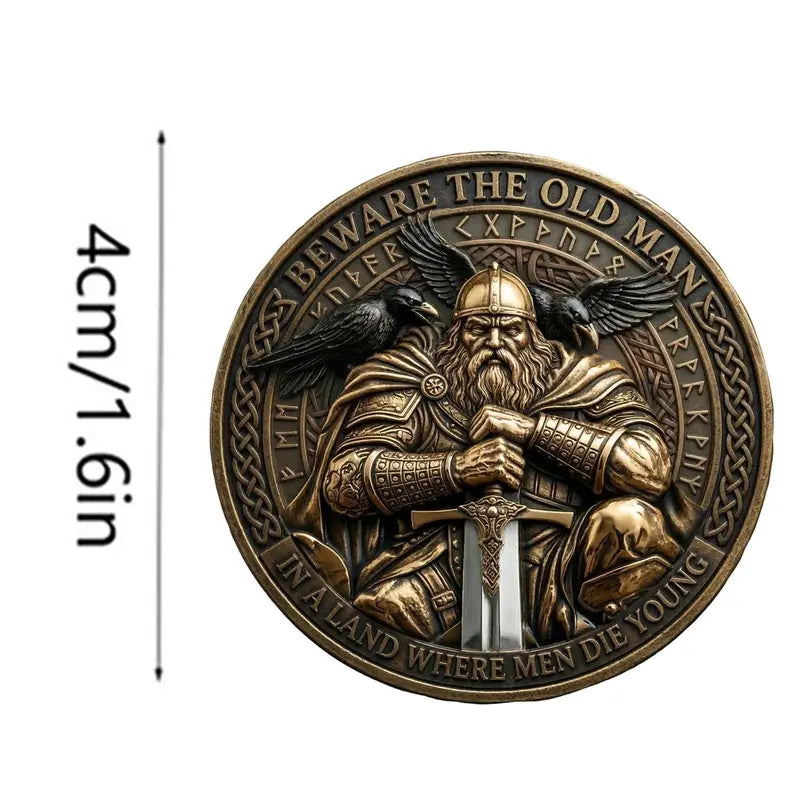 1PC Viking Glory Theme Commemorative Coin, Alloy 3D Relief Collectible Medal