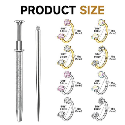 14K Gold Plated CZ Horseshoe Nose Rings