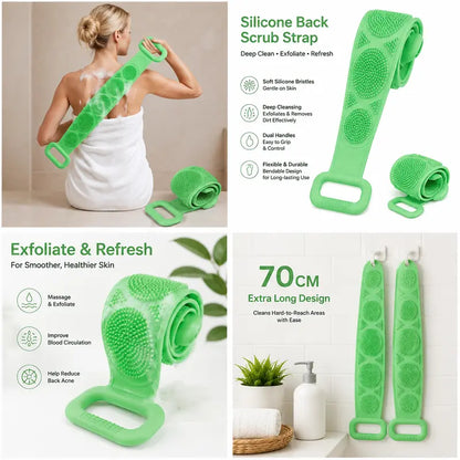 Silicone Double-Sided Bath Brush with Long Handle