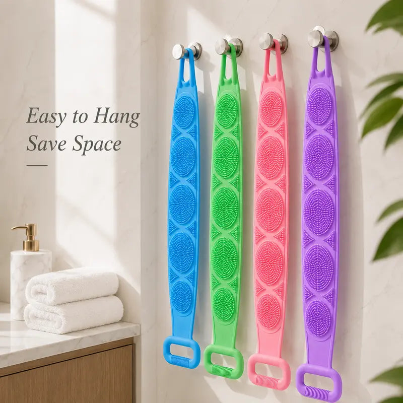 Silicone Double-Sided Bath Brush with Long Handle