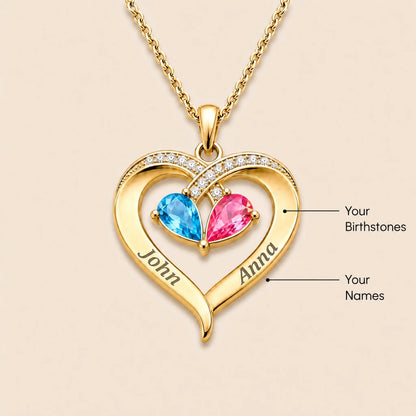 Forever Yours - Birthstone Heart Necklace & Engraved Walnut Box