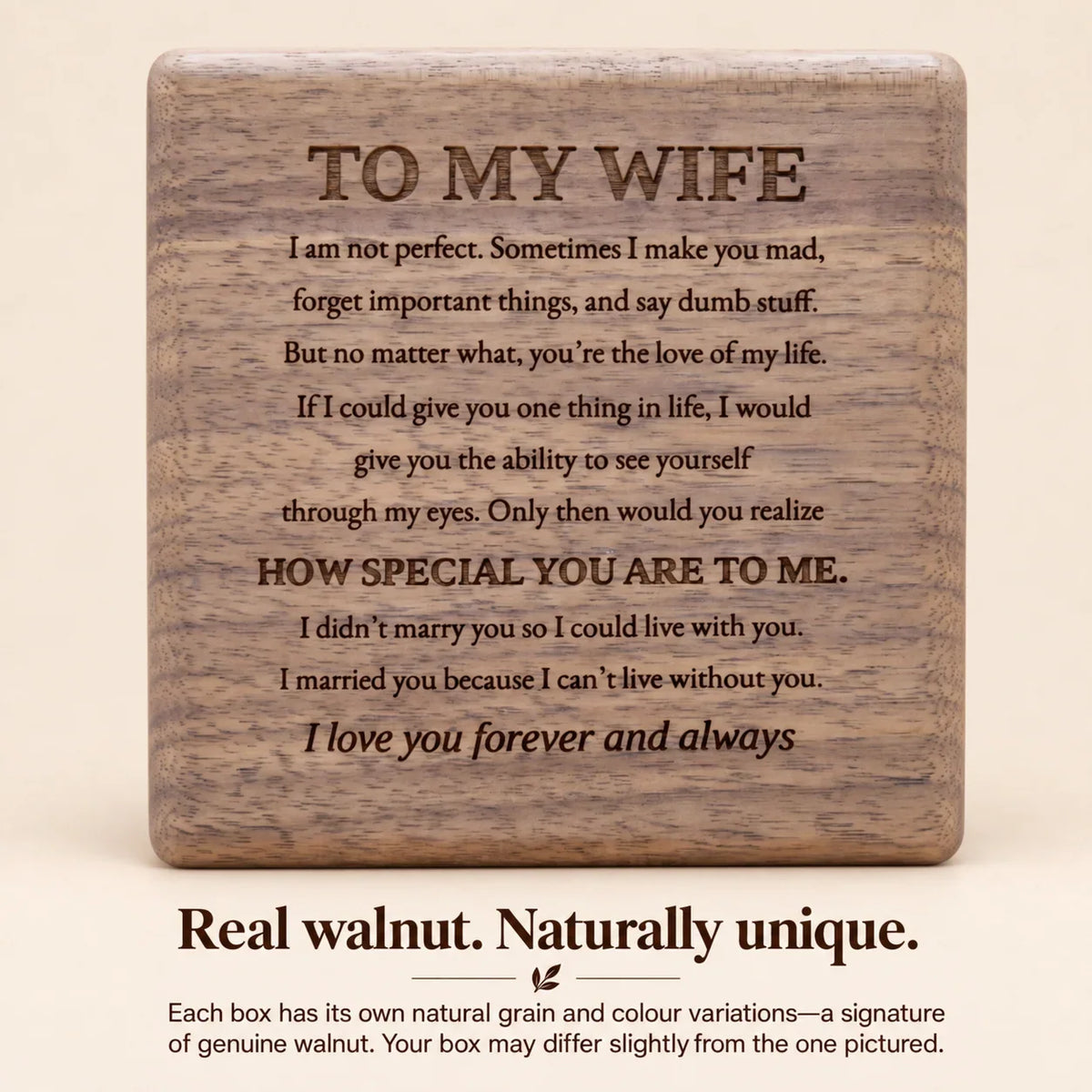 Forever Yours - Birthstone Heart Necklace & Engraved Walnut Box