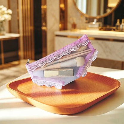 Y2K Lace Heart Panties-Shaped Mesh Cosmetic Bag