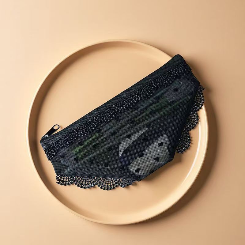 Y2K Lace Heart Panties-Shaped Mesh Cosmetic Bag