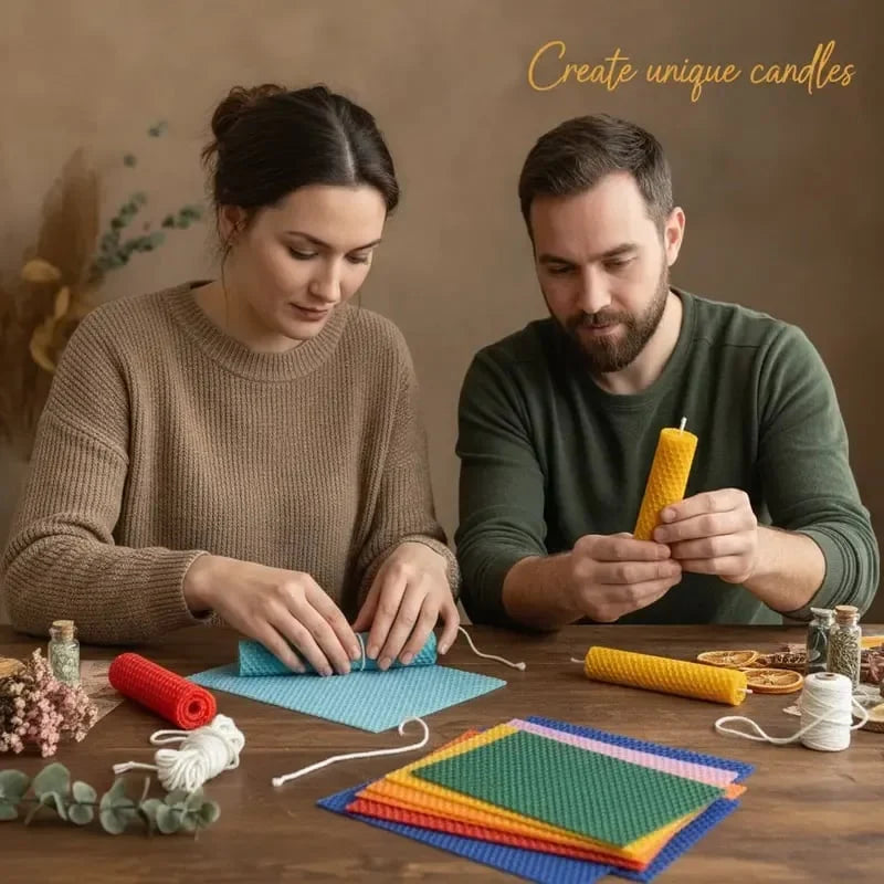 🔥HOT SALE🔥The Cozy Candle Studio – DIY Beeswax Candle Craft Kit (12-Piece Set)📢🕯️
