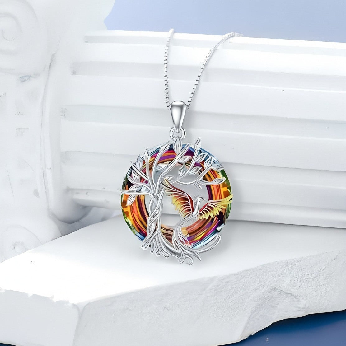 925 Sterling Silver Phoenix Tree of Life Necklace