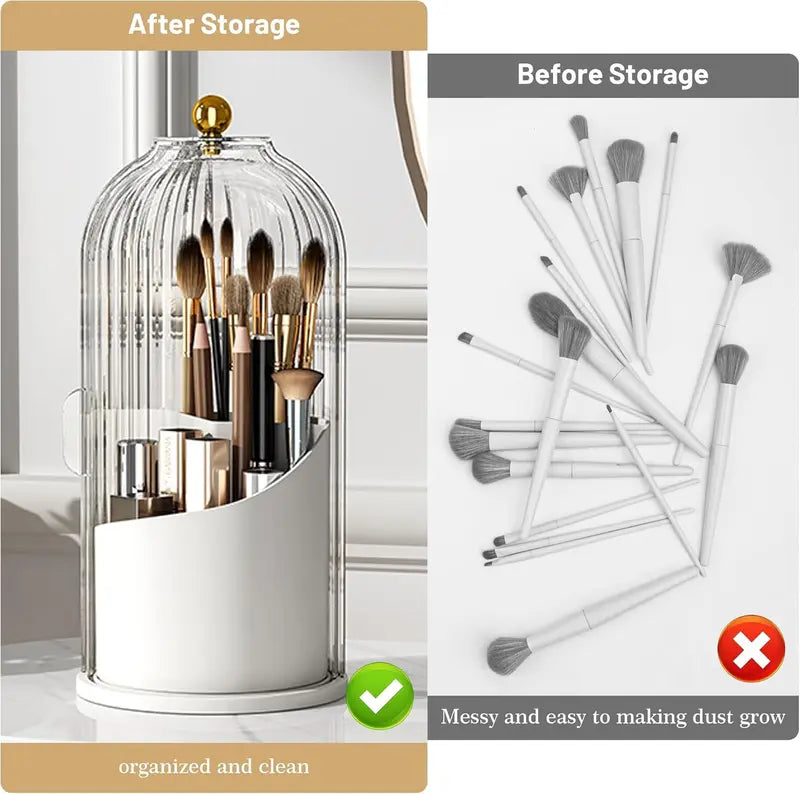 360° Rotating Toothbrush Holder with Cover – Compact Bathroom Organizer