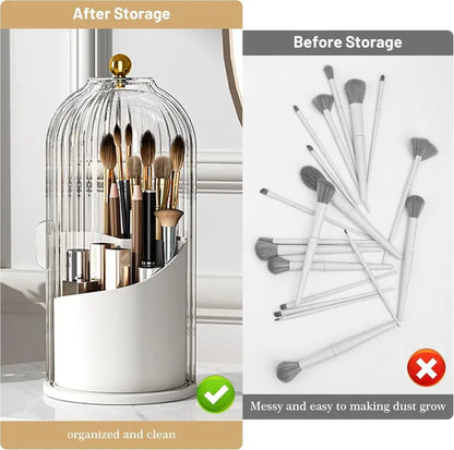 360° Rotating Toothbrush Holder with Cover – Compact Bathroom Organizer