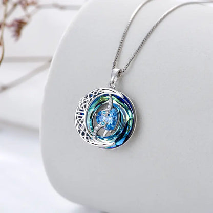 925 Sterling Silver Moon & Star Birthstone Necklace